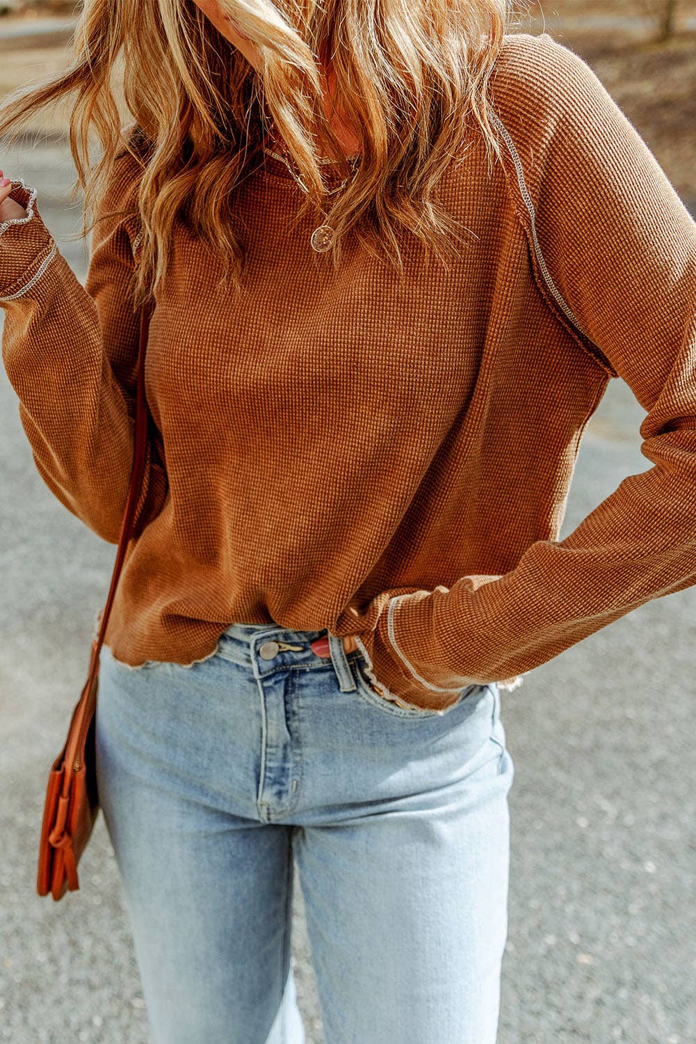 Textured Round Neck Long Sleeve