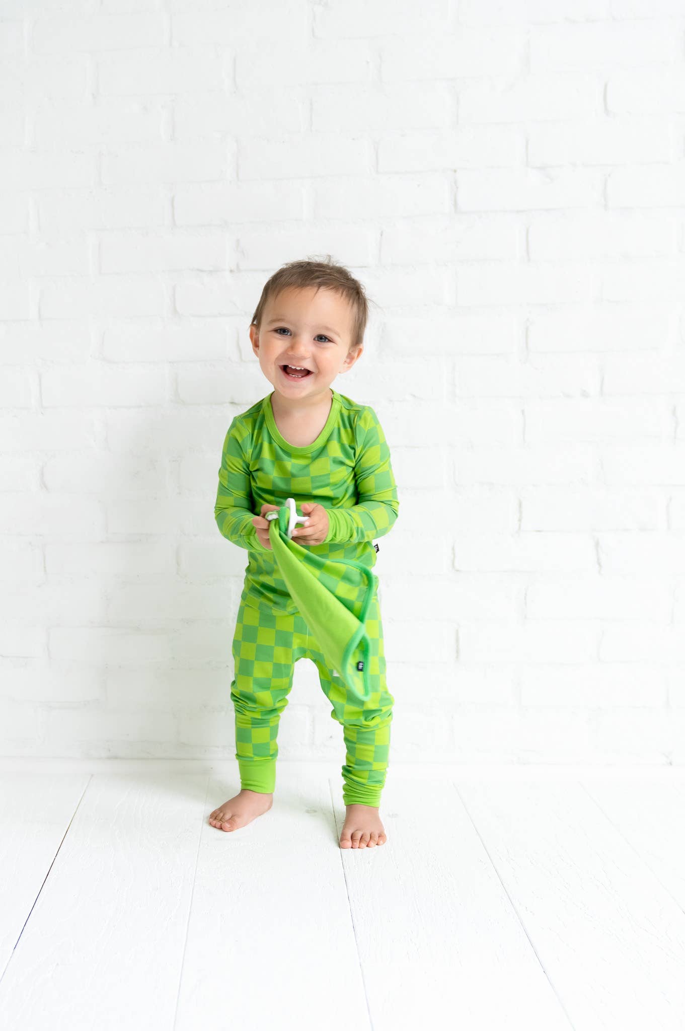 Lime Checkers 2-Piece Bamboo Pajama Set