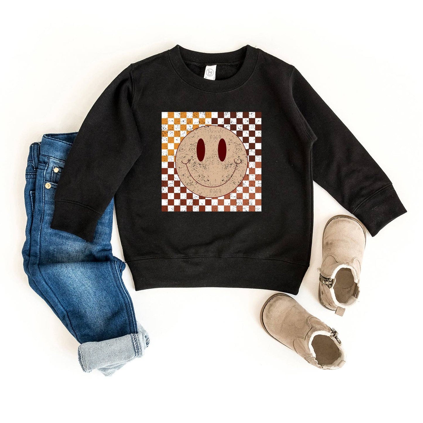 Checkered Smiley Crewneck