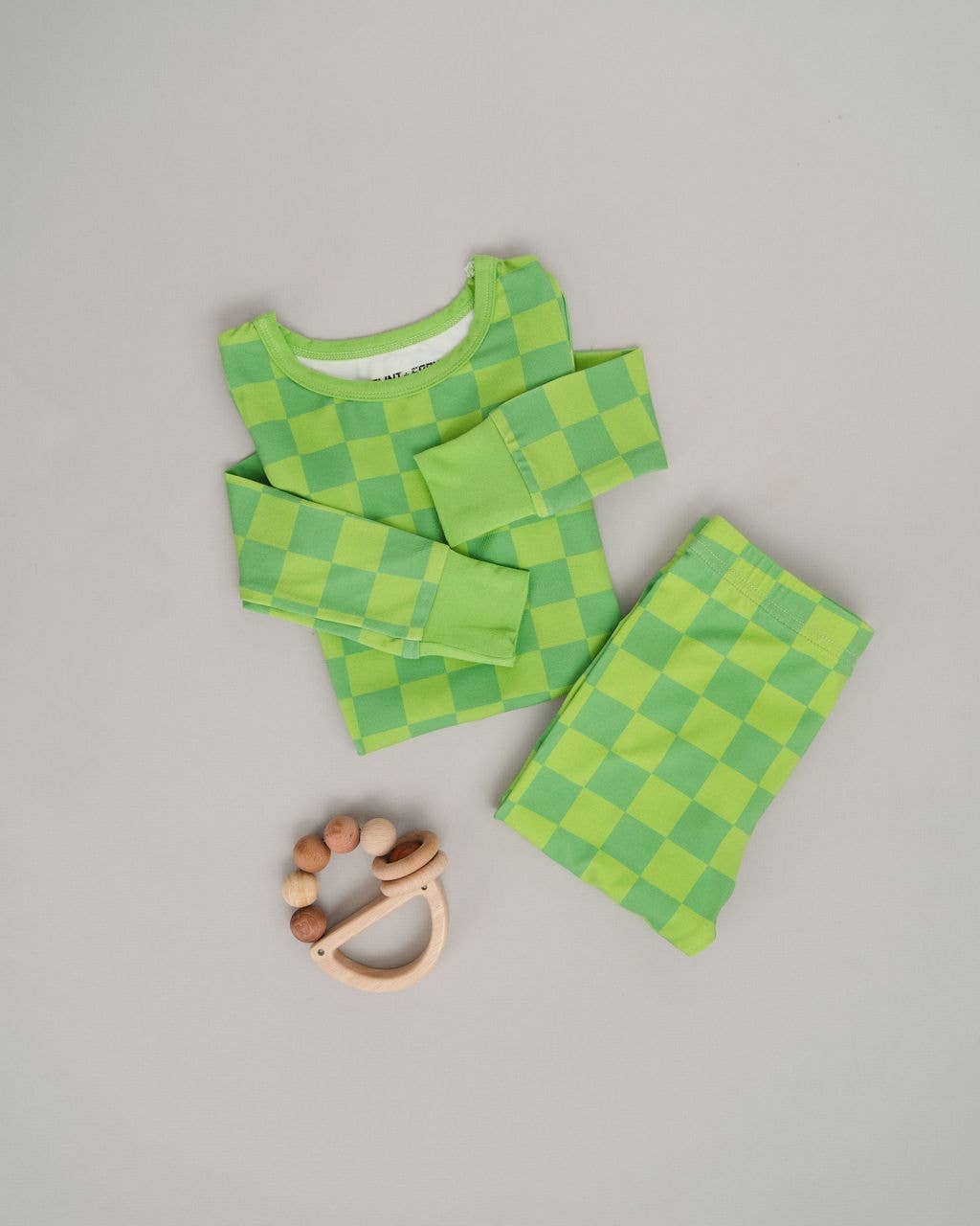 Lime Checkers 2-Piece Bamboo Pajama Set