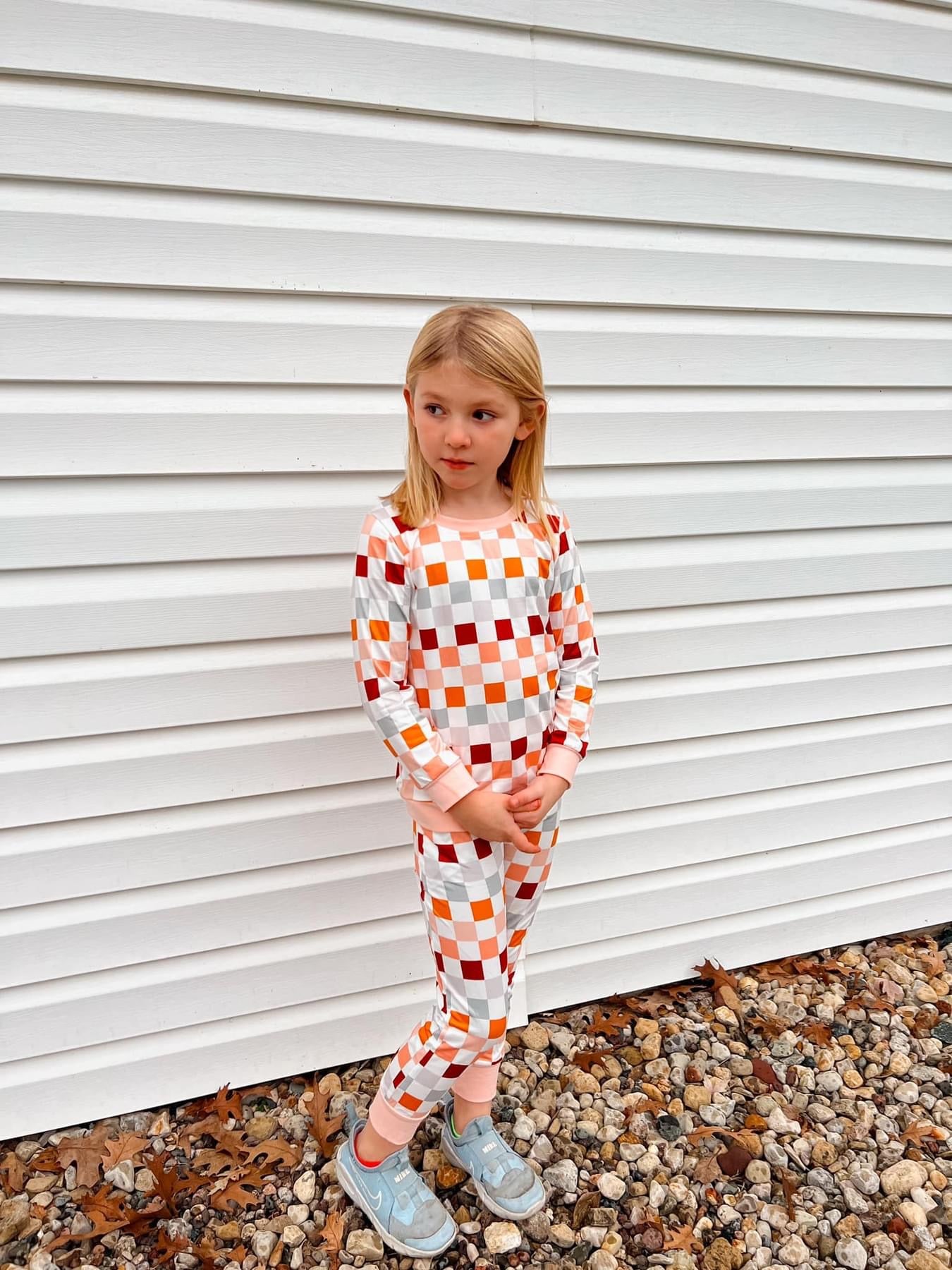 Pretty in Peach Checkered Jogger Set