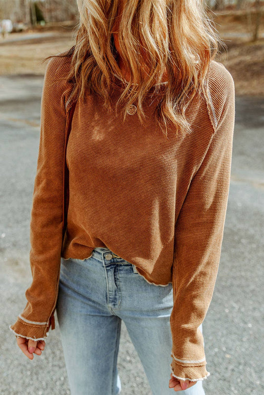 Textured Round Neck Long Sleeve