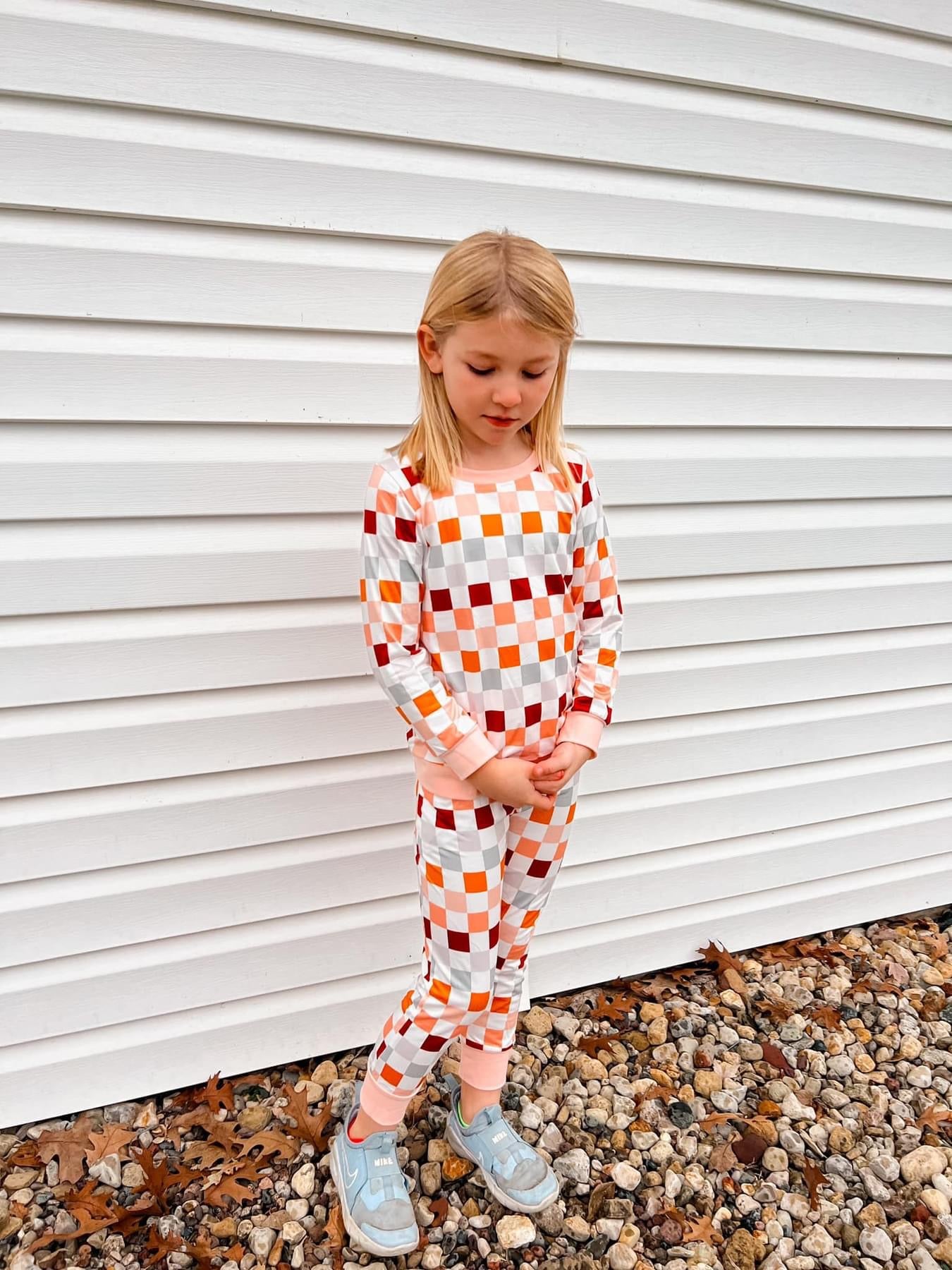 Pretty in Peach Checkered Jogger Set