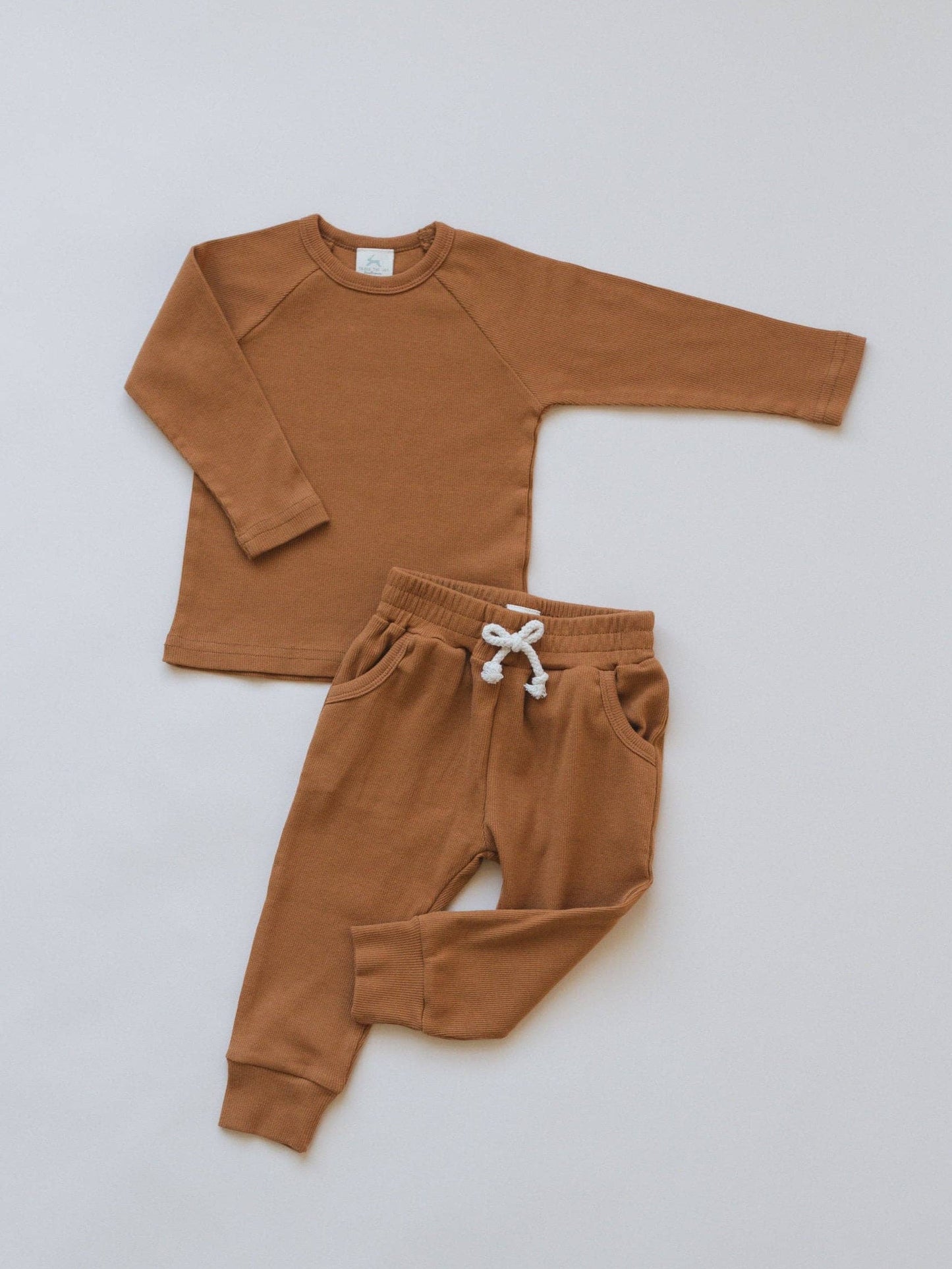 Organic Cotton Ribbed 2pc Set Chestnut