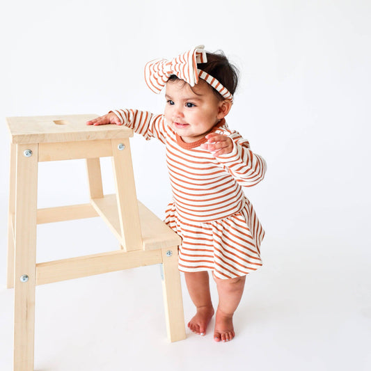 Charlotte Dress- Terracotta Stripe